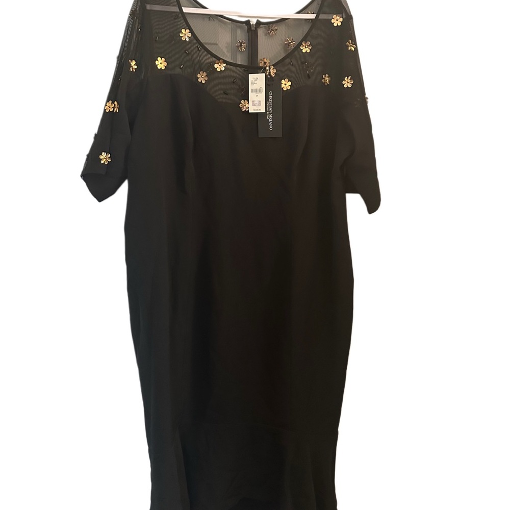 Christian Siriano Elegant Black Dress with Floral Accents